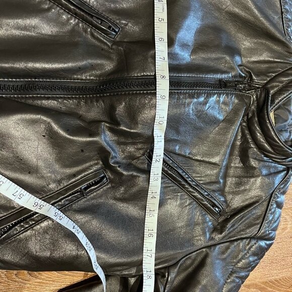 1980'S Oversized Leather Bomber Jackets CafeRacer Biker by Angora sz36 Vintage - Picture 9 of 12